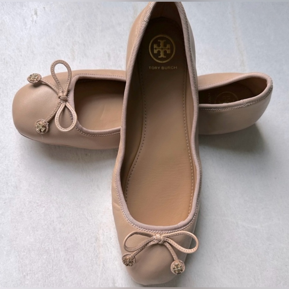 Tory Burch Blush Leather Ballet Flats